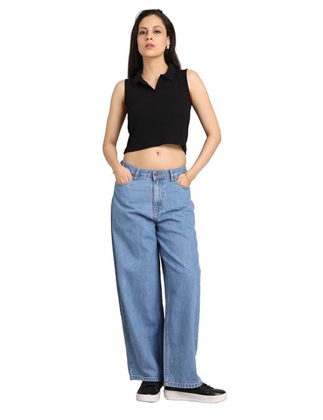 inkd Women's Baggy Fit Jeans - Mid-Rise | 100% Cotton | Jeans for Women - Image 1